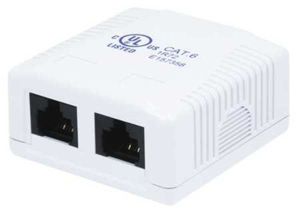 Surface Mount Box, Cat6, 2P, White