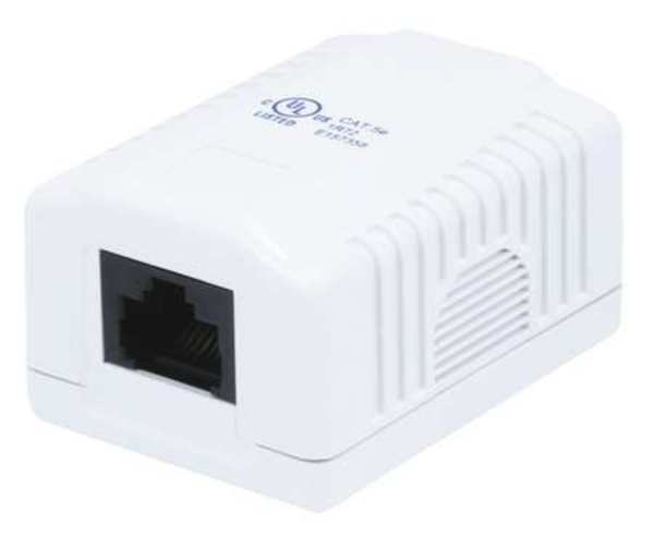 Surface Mount Box, Cat5e, 1P, White