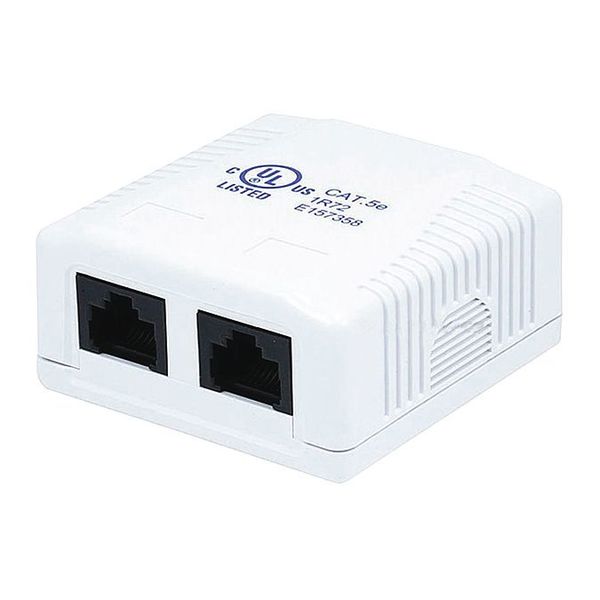 Surface Mount Box, Cat5e, 2P, White