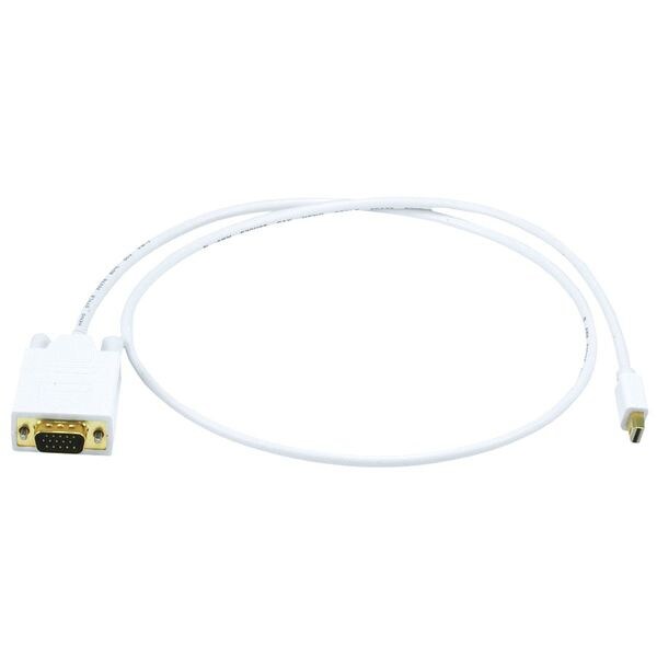 White Mini Display Port to VGA Cable, 3ft 32AWG