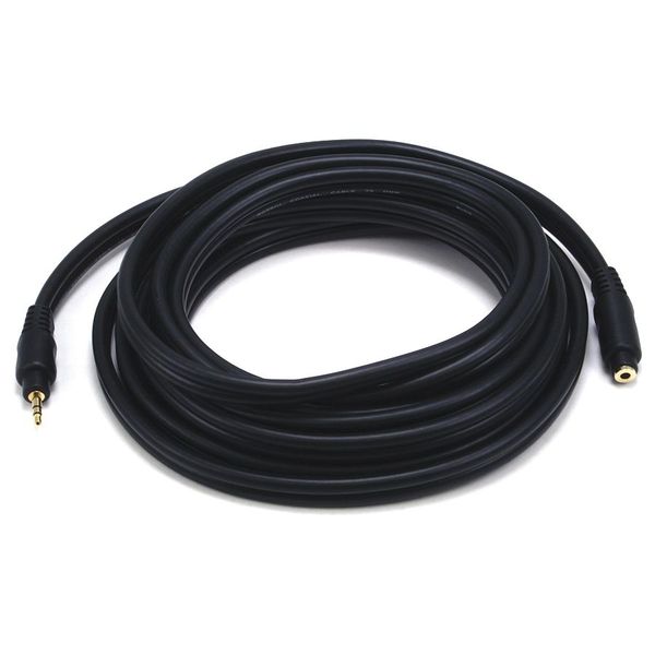 A/V Cable, 3.5mm M/F Ext Cble, Blk, 15ft