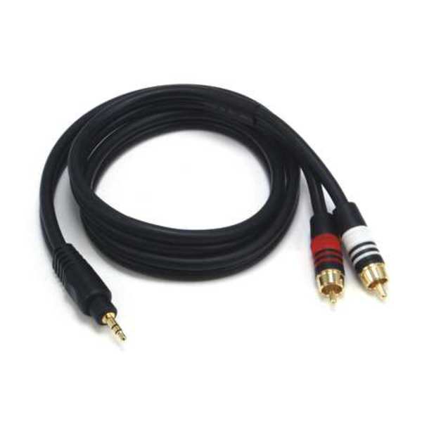 A/V Cable, 3.5mm(M)/2 RCA(M), 3ft