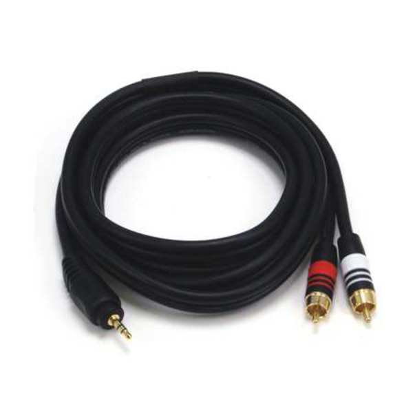 A/V Cable, 3.5mm(M)/2 RCA(M), 6ft