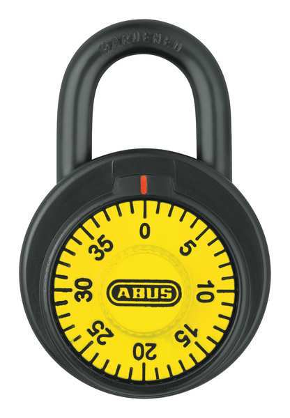 Combination Padlock, Front, Yellow