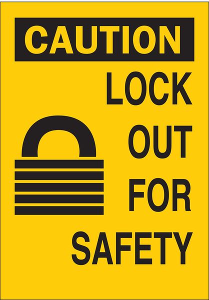 Caution Sign, 14 in Height, 10 in Width, Fiberglass, Rectangle, English