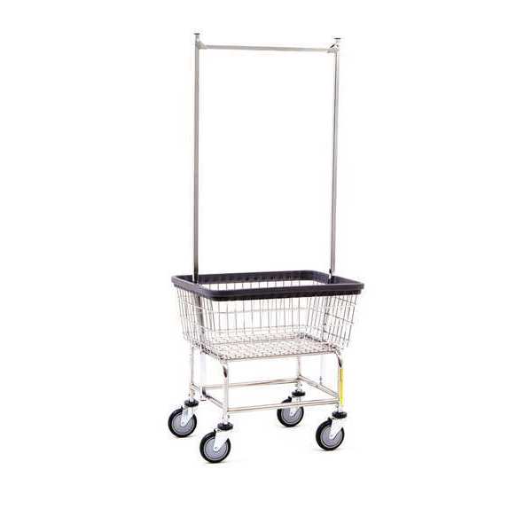Wire Utility Cart with Double Pole Rack, 2.5 Bushel, Chrome