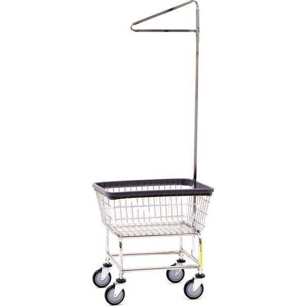 Wire Utility Cart with Single Pole Rack, 2.5 Bushel, Chrome