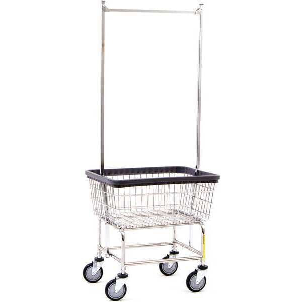 Wire Utility Cart with Double Pole Rack, 2 Bushel, Chrome