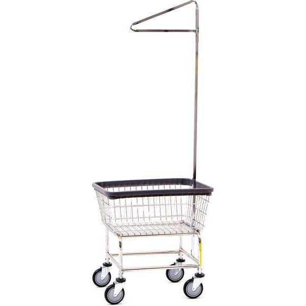 Wire Utility Cart with Single Pole Rack, 2 Bushel, Chrome