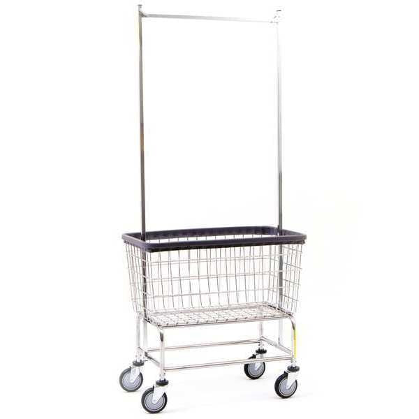 Wire Utility Cart with Double Pole Rack, 4.5 Bushel, Chrome