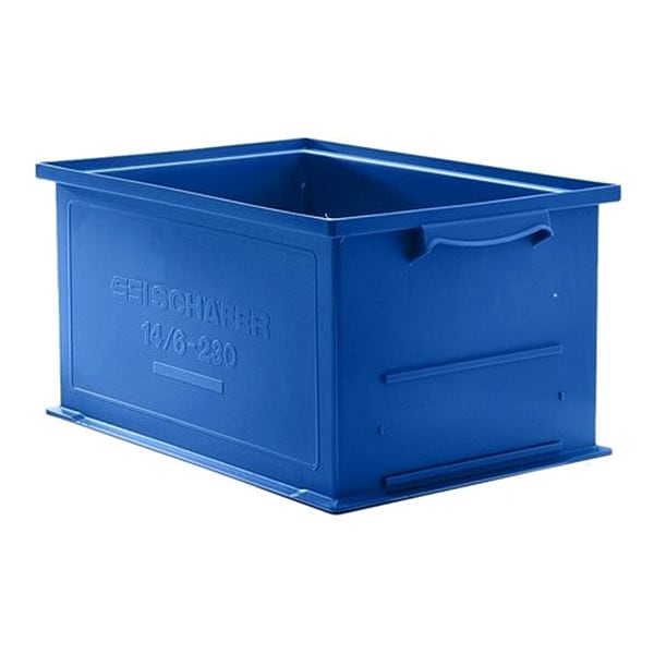 Straight Wall Container, Blue, Polyethylene, 19 in L, 13 in W, 5 in H, 0.42 cu ft Volume Capacity