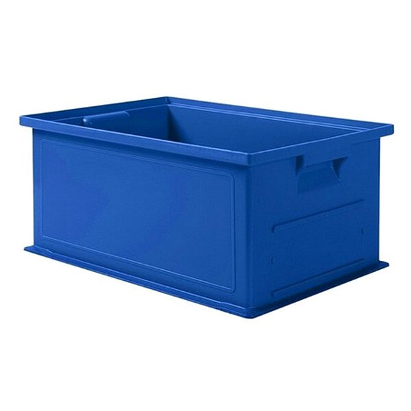 Straight Wall Container, Blue, Polyethylene, 19 in L, 13 in W, 8 in H, 0.74 cu ft Volume Capacity