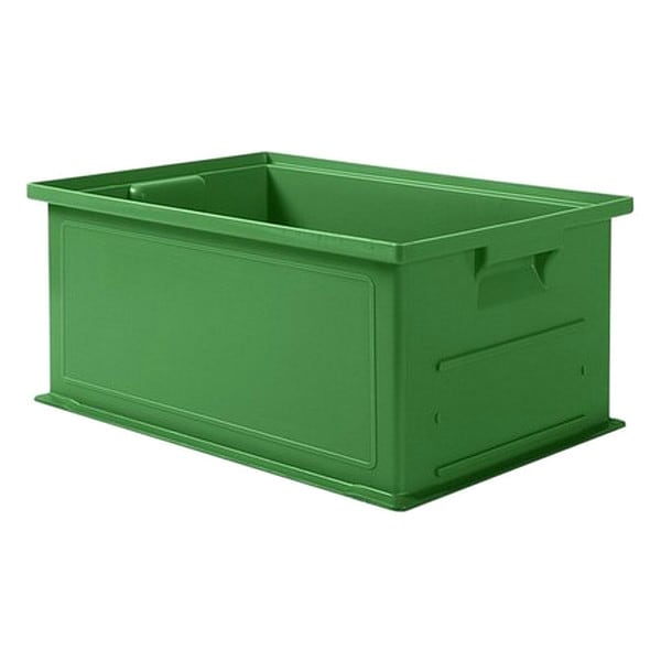 Straight Wall Container, Green, Polyethylene, 19 in L, 13 in W, 8 in H, 0.74 cu ft Volume Capacity