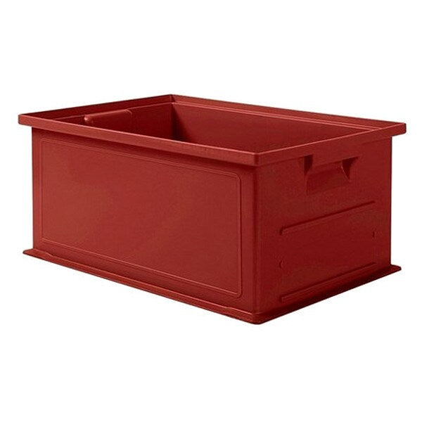Straight Wall Container, Red, Polyethylene, 19 in L, 13 in W, 8 in H, 0.74 cu ft Volume Capacity