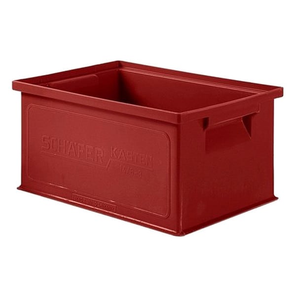 Straight Wall Container, Red, Polyethylene, 13 in L, 9 in W, 6 in H, 0.25 cu ft Volume Capacity