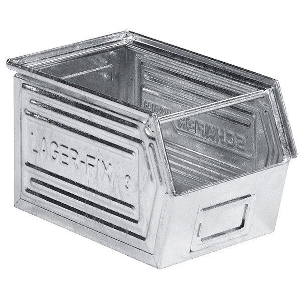 Stackable Storage Bin, Silver, Steel, 8 3/4 in W x 5 3/4 in H, 66 lb Load Capacity