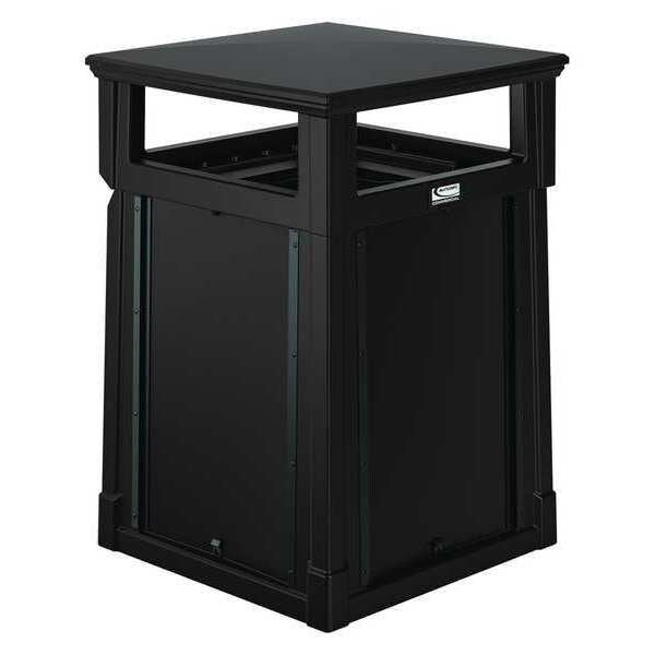 35 gal Square Trash Can, Java, Hinged, Roto-molded