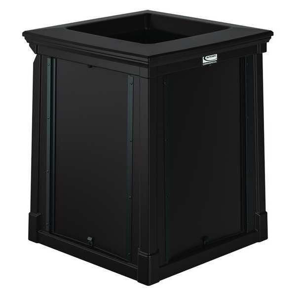 35 gal Square Trash Can, Java, Hinged, Roto-molded