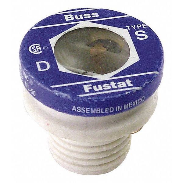 Plug Fuse, Time Delay, 20A, S Series, 125V AC, Not Rated