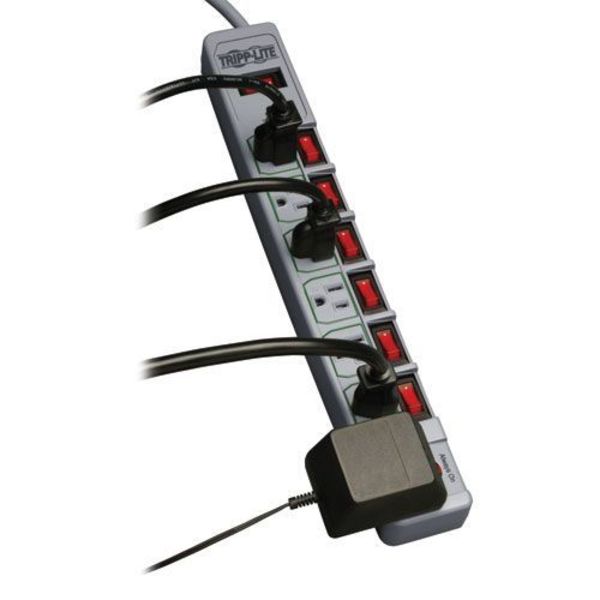 Surge Protector Strip, 7 Outlet, Gray