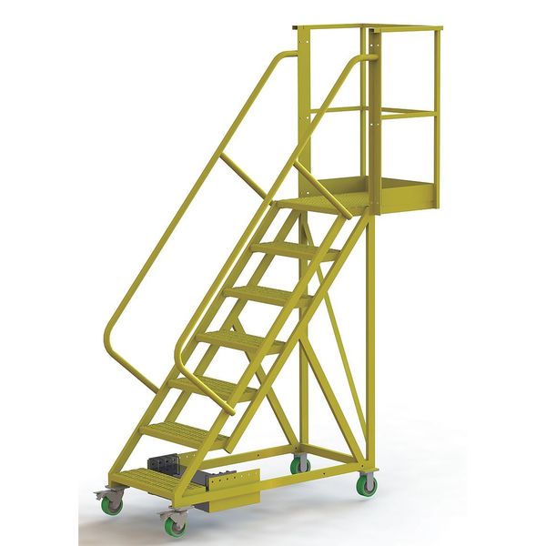 112 in H Steel Cantilever Rolling Ladder, 7 Steps