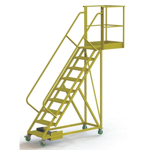 132 in H Steel Cantilever Rolling Ladder, 9 Steps