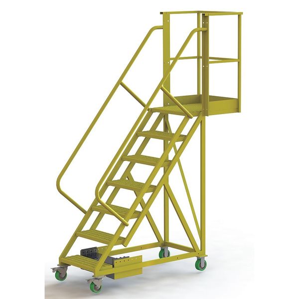 112 in H Steel Cantilever Rolling Ladder, 7 Steps