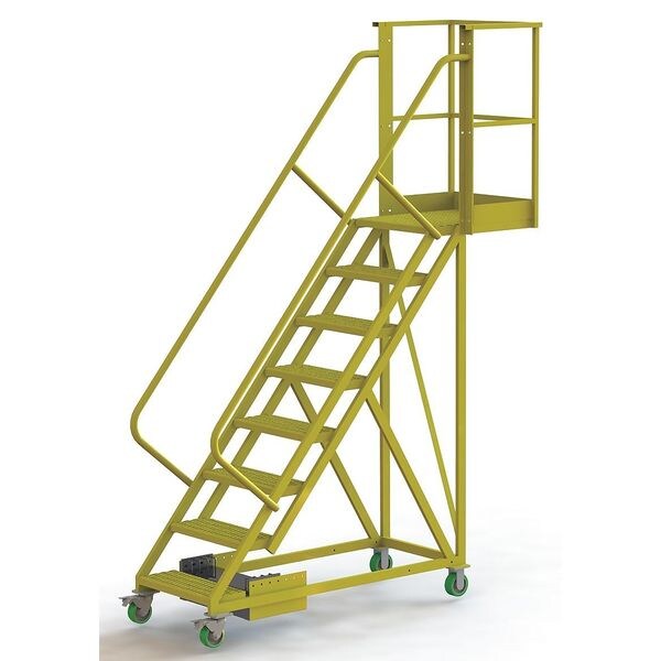 122 in H Steel Cantilever Rolling Ladder, 8 Steps