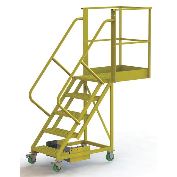 92 in H Steel Cantilever Rolling Ladder, 5 Steps