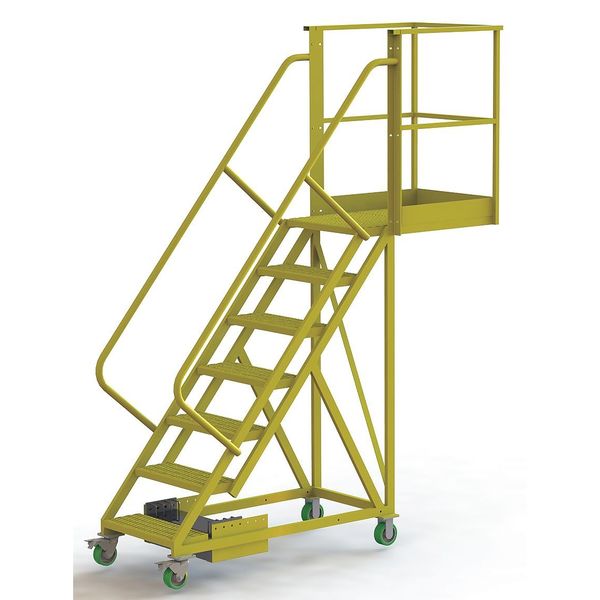 112 in H Steel Cantilever Rolling Ladder, 7 Steps