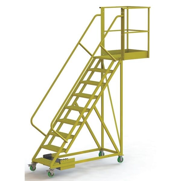 132 in H Steel Cantilever Rolling Ladder, 9 Steps