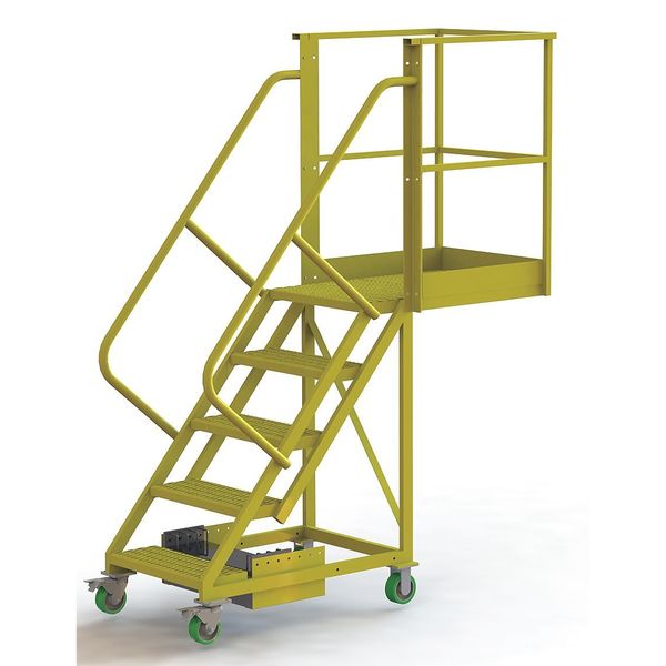 92 in H Steel Cantilever Rolling Ladder, 5 Steps