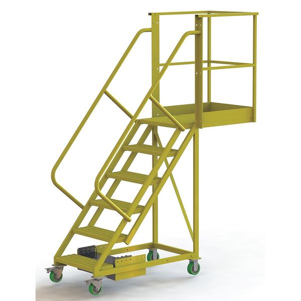 102 in H Steel Cantilever Rolling Ladder, 6 Steps