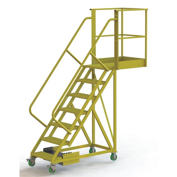 112 in H Steel Cantilever Rolling Ladder, 7 Steps