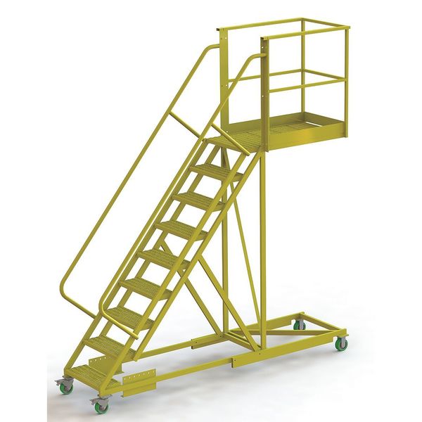 132 in H Steel Cantilever Rolling Ladder, 9 Steps