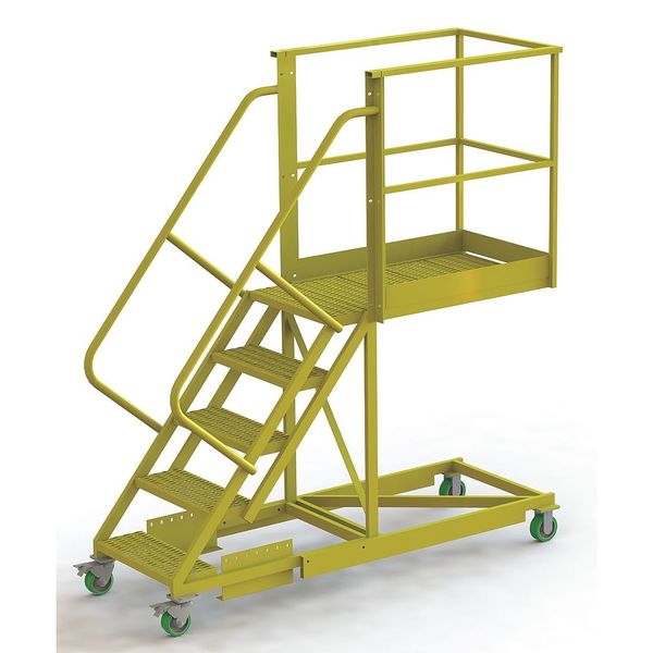 92 in H Steel Cantilever Rolling Ladder, 5 Steps