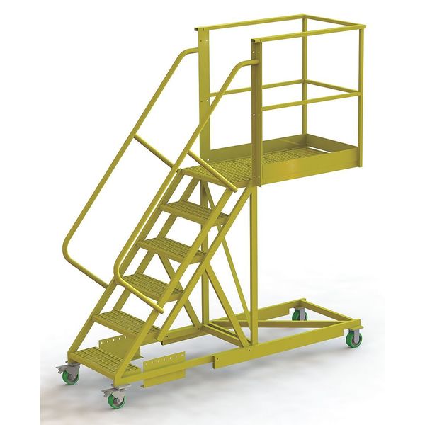 102 in H Steel Cantilever Rolling Ladder, 6 Steps