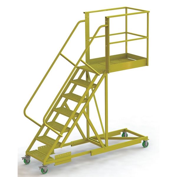 112 in H Steel Cantilever Rolling Ladder, 7 Steps