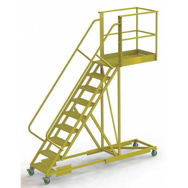 132 in H Steel Cantilever Rolling Ladder, 9 Steps