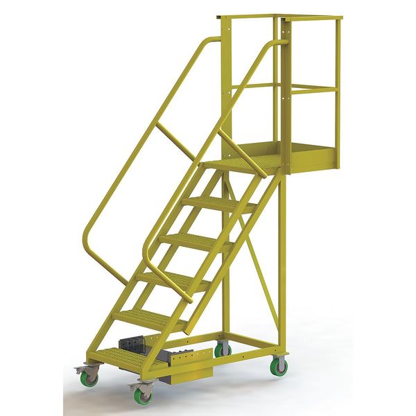 102 in H Steel Cantilever Rolling Ladder, 6 Steps