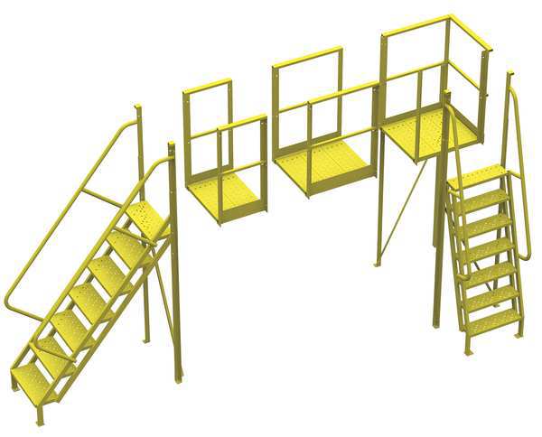 92 in Ladder, Steel, 5 Steps, Yellow Powder Coated Finish