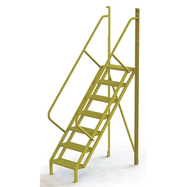 112 in Ladder, Steel, 7 Steps, Yellow Powder Coated Finish