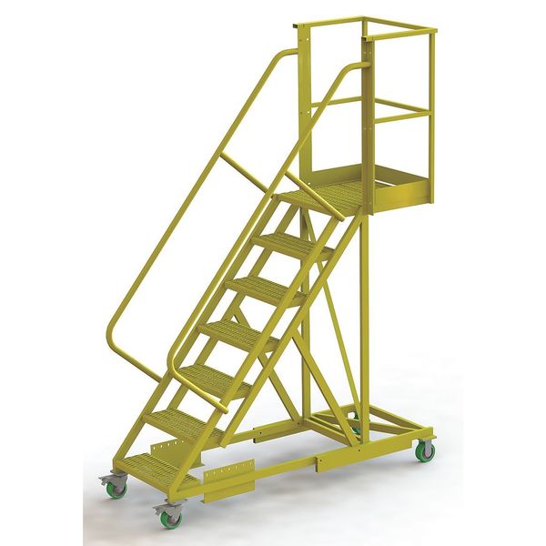 112 in H Steel Cantilever Rolling Ladder, 7 Steps