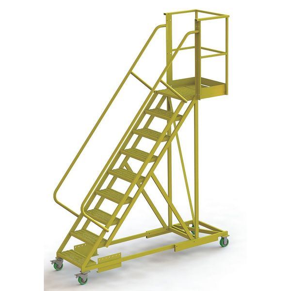 132 in H Steel Cantilever Rolling Ladder, 9 Steps
