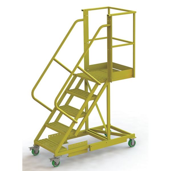 92 in H Steel Cantilever Rolling Ladder, 5 Steps