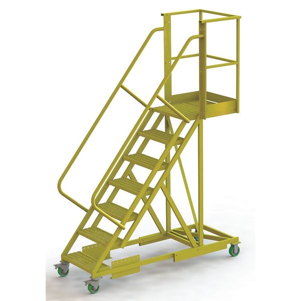112 in H Steel Cantilever Rolling Ladder, 7 Steps