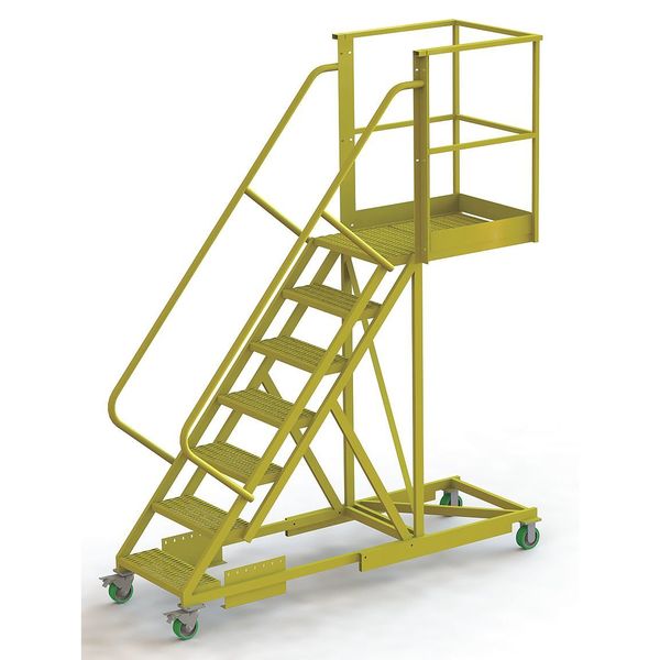 112 in H Steel Cantilever Rolling Ladder, 7 Steps
