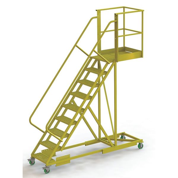 132 in H Steel Cantilever Rolling Ladder, 9 Steps