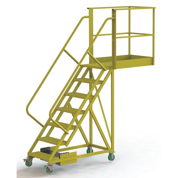 112 in H Steel Cantilever Rolling Ladder, 7 Steps