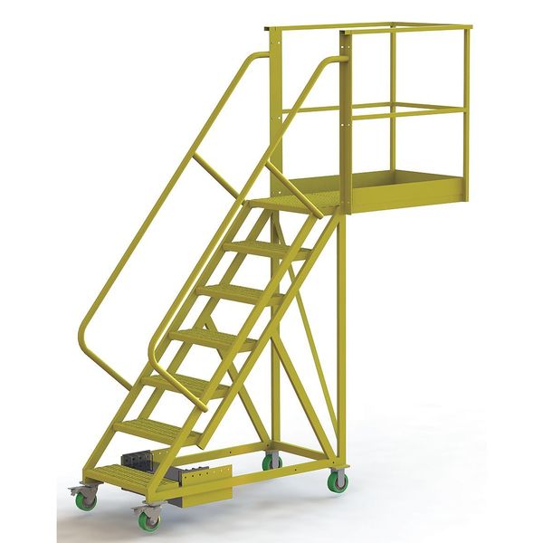 112 in H Steel Cantilever Rolling Ladder, 7 Steps